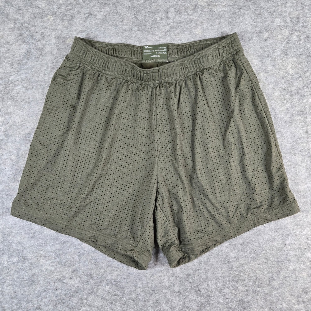 Nice Laundry Olive Mesh Micromodal Lined Athletic Gym Shorts Mens Medium